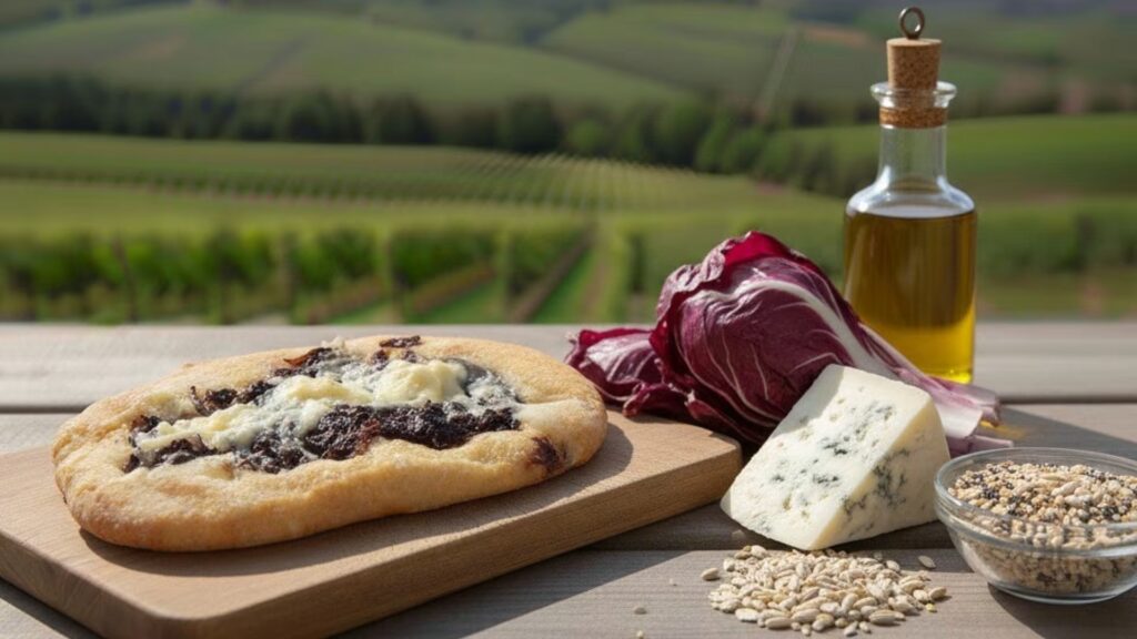 Lingua ai 5 cereali con gorgonzola e radicchio